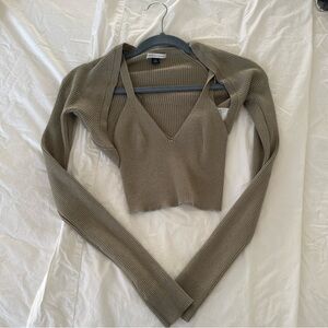 American Eagle Outfitters Olive Green Cropped Top